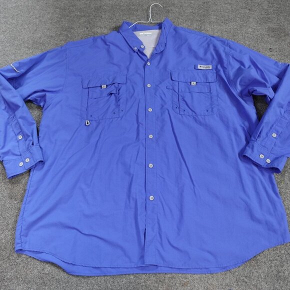 Columbia Other - Columbia PFG Mens Shirt 3XT Blue Green Solid Long Sleeve Fishing Vented